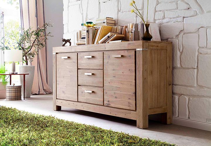 Sideboard VICTORIA Akazie massiv Sand geölt und gekälkt