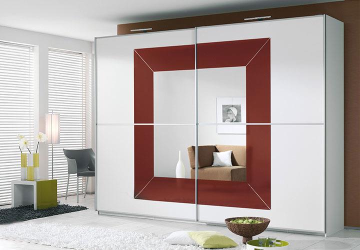 SCHWEBETÜRENSCHRANK FOCUS   WEIß/ ROT   B226   H223