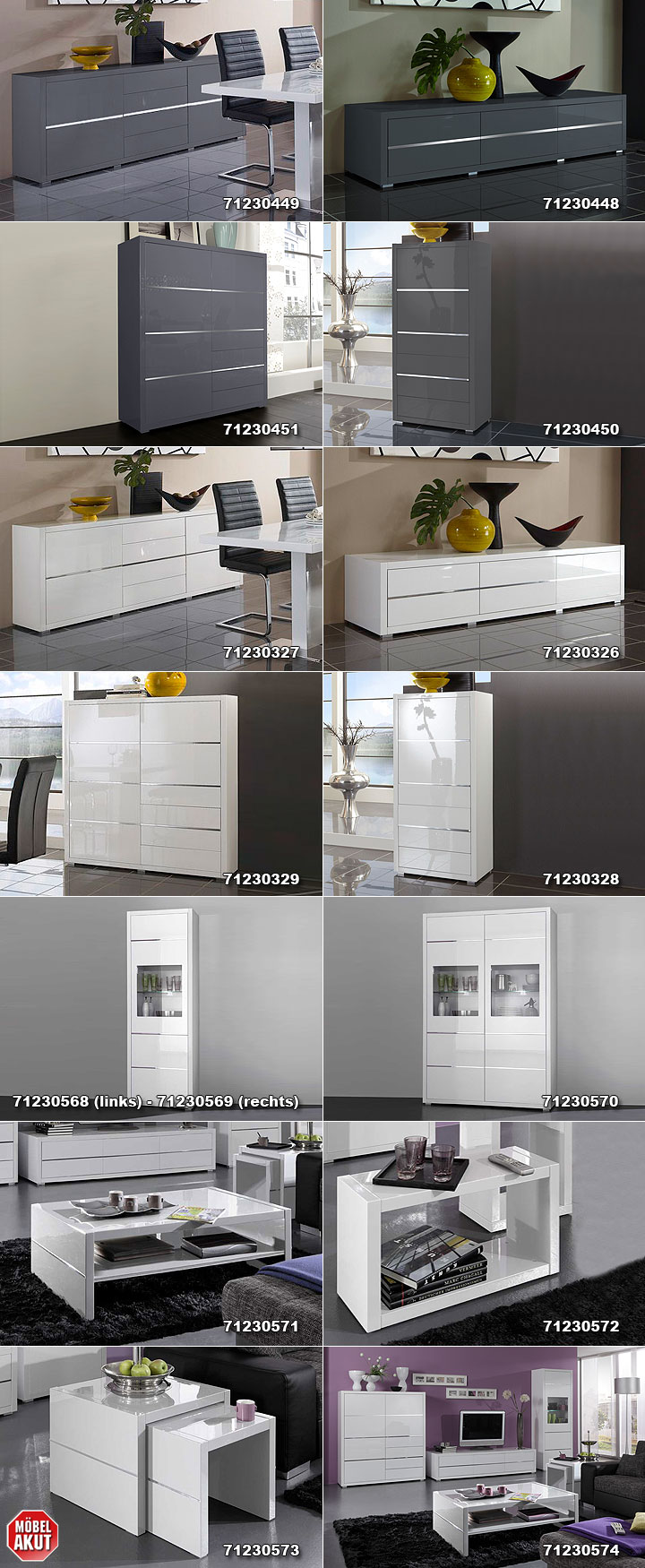 HIGHBOARD LUXOR, SCHRANK IN WEIß HOCHGLANZ NEU  