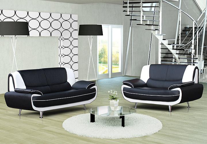 SOFAGARNITUR OPERO IN SCHWARZ & WEIß SOFA NEU  