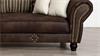 Big Sofa CARLOS antik dunkelbraun Stoff beige gestreift Kissen