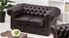 Sofa Chesterfield 2-Sitzer Couch in dunkelbraun glänzend