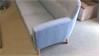 Sofa 3-Sitzer Linon Retro Couch in Leinenstoff hellblau und Buche