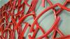 Wand-Dekoration recycelt Fahrradfelgen rot 250x100 cm