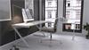 Schreibtisch 150 Z-Line mit weißem Metall Gestell ESG Glas Optiwhite