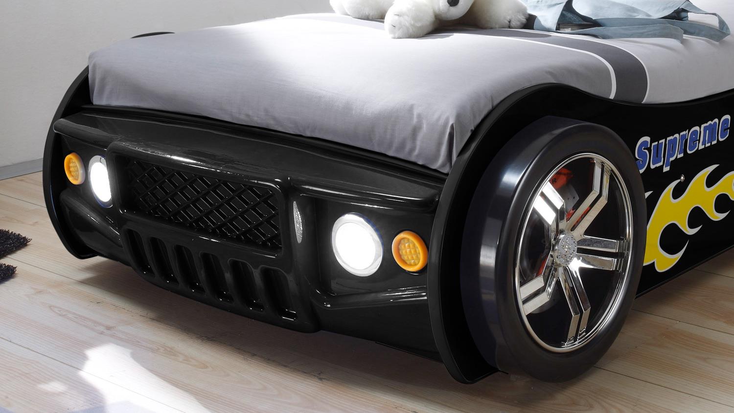 Autobett ENERGY MDF Kinderbett Bett schwarz lackiert inkl. Beleuchtung