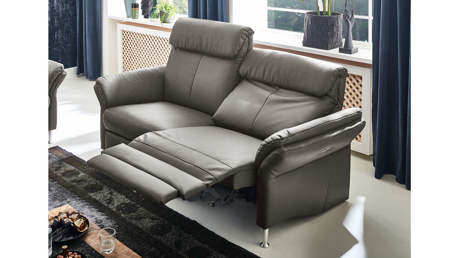 Sofa 20 Sitzer FABIO Leder grau vollmotorische Relaxfunktion