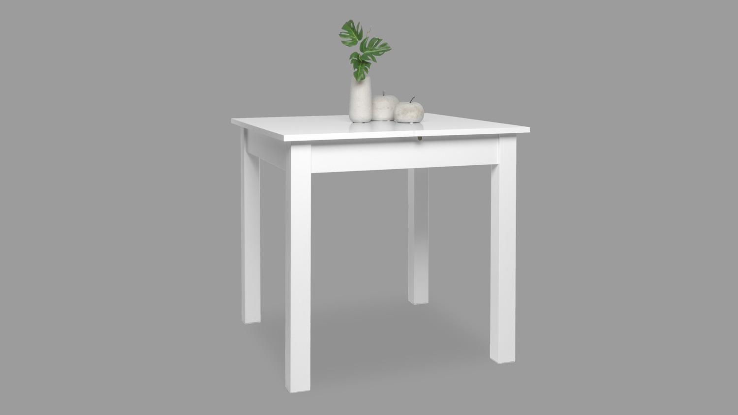 Tisch Esszimmertisch Küchentisch ausziehbar auf 120 cm Coburg Weiß 80 x 80 cm 