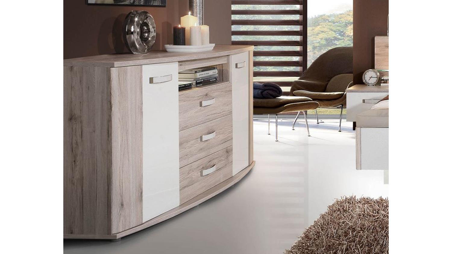 Featured image of post Sideboard Sandeiche Wei Hochglanz Wohnzimmer sideboard in wei hochglanz und dunkelgrau led beleuchtung