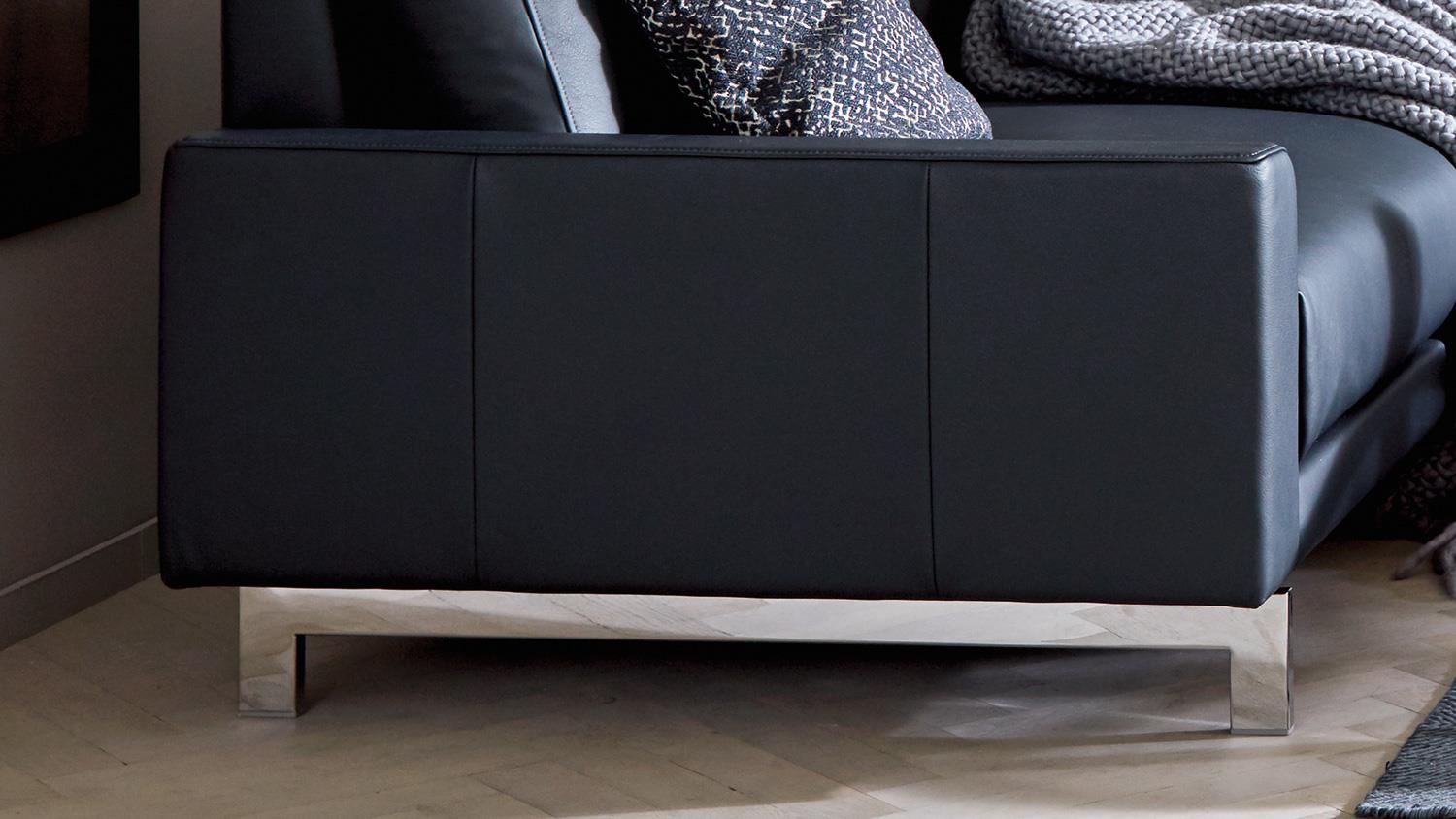 Hülsta Sofa von Rolf Benz 450 2-Sitzer Echtleder schwarz 208 cm