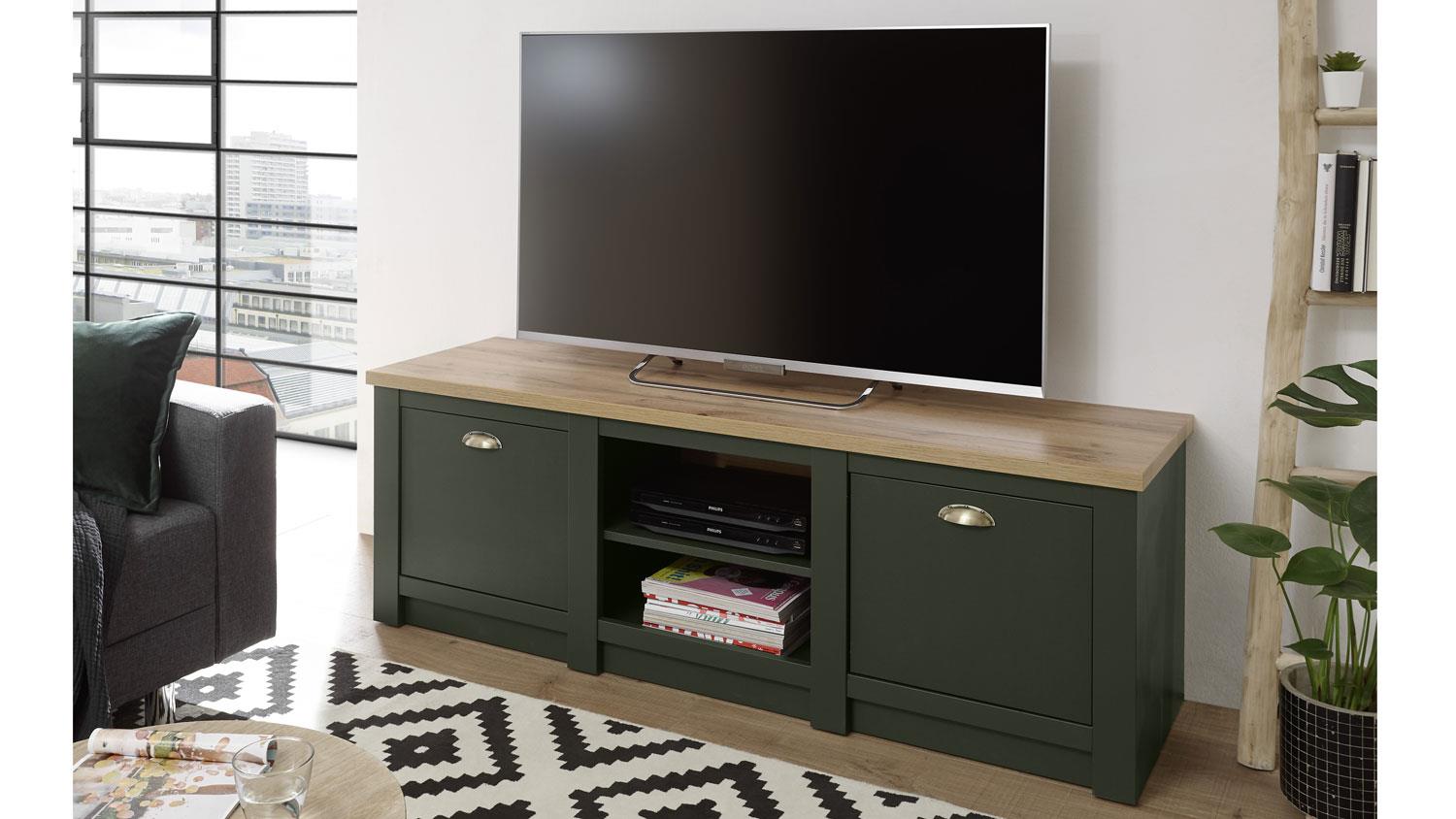 Lowboard Cambridge 152cm grün wotan eiche TV-Schrank Wohnzimmer Modern 52457140 
