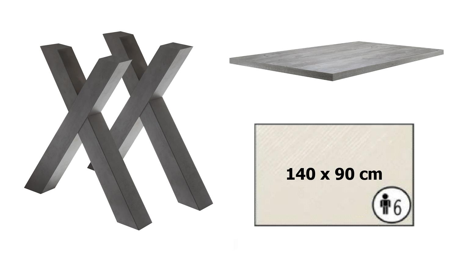 Esstisch MISTER graphit X 140x90 Esszimmertisch beton cm