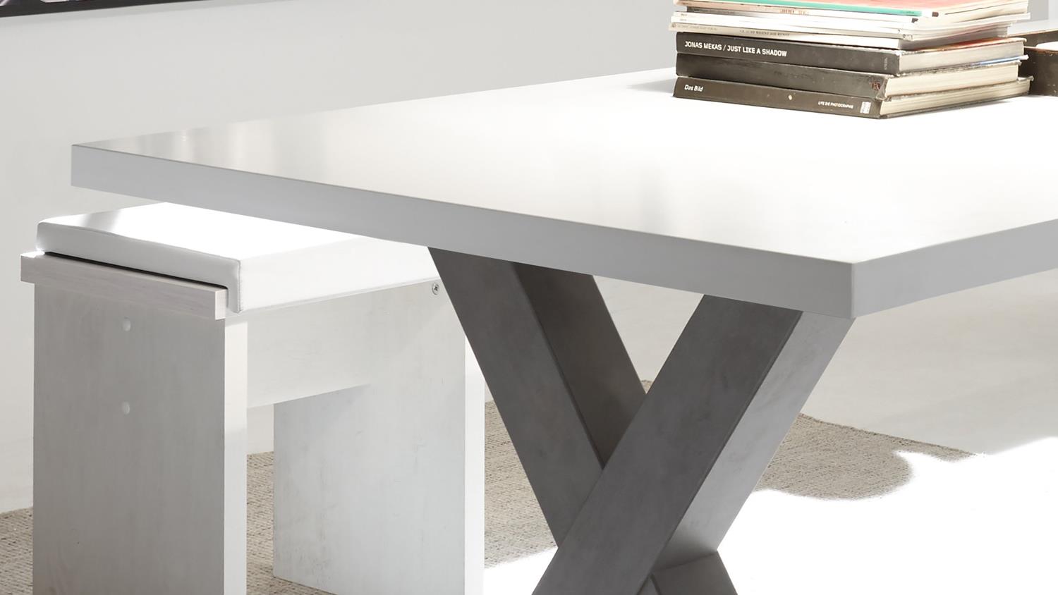Esstisch MISTER X Tischsystem graphit weiß cm 160x90 Lack