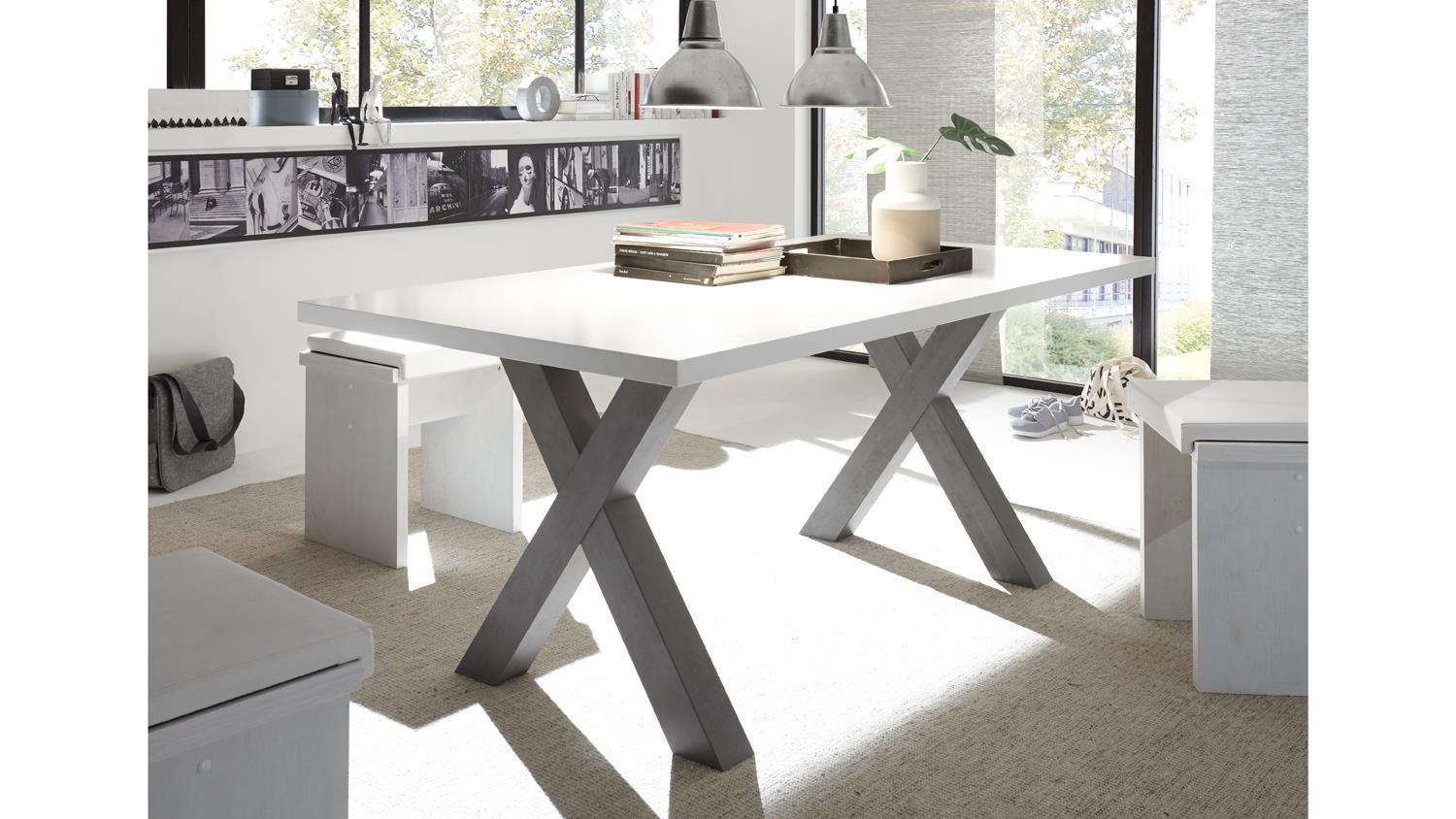 180x90 cm Tischsystem Esstisch X MISTER graphit Lack weiß