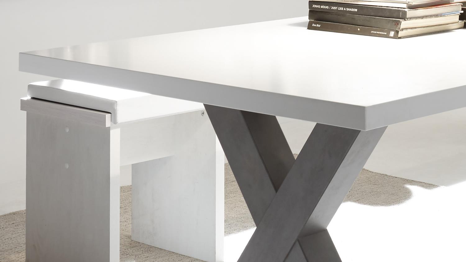 180x90 Tischsystem graphit MISTER Lack Esstisch X cm weiß