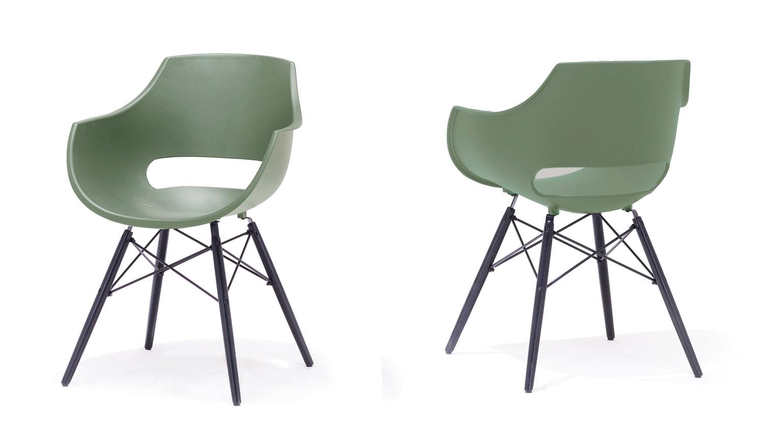 Stuhl ROCKVILLE Set schwarz Buche lackiert grün 4er matt