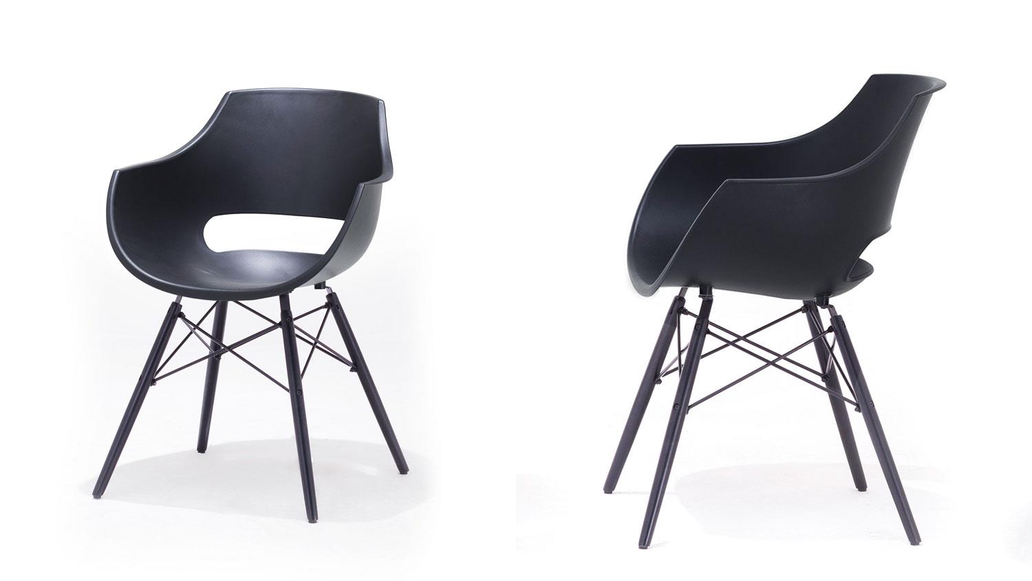4er Gestell Stuhl Set schwarz ROCKVILLE lackiert Buche matt