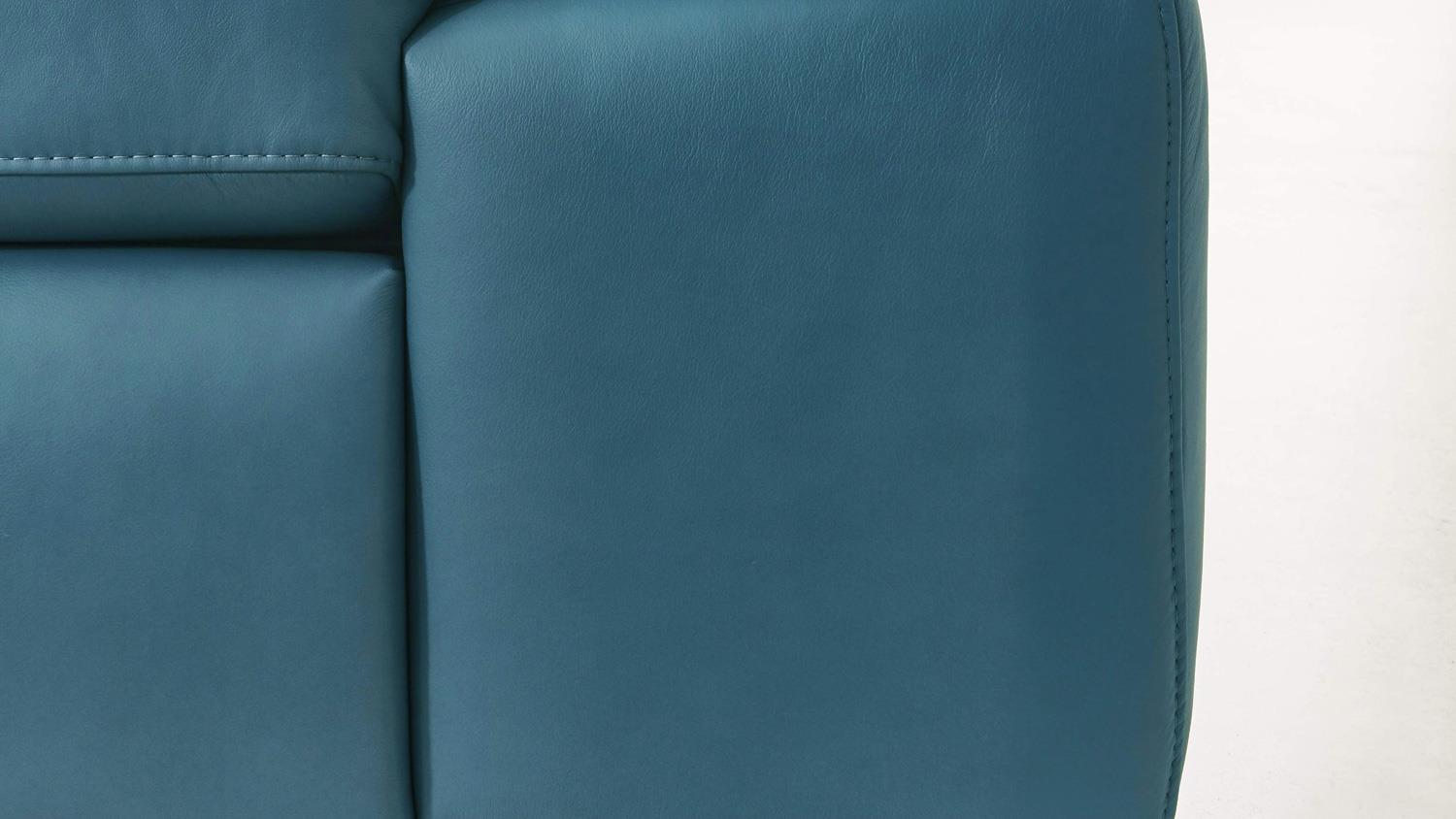 Ecksofa ACTIVE L-Form Bezug Leder ocean blau mit Sitztiefenverstellung