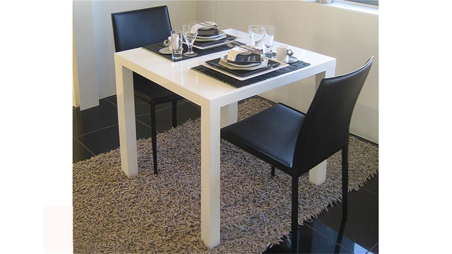 Esstisch PORTO Küchentisch Tisch in weiß hochglanz 80x80 cm