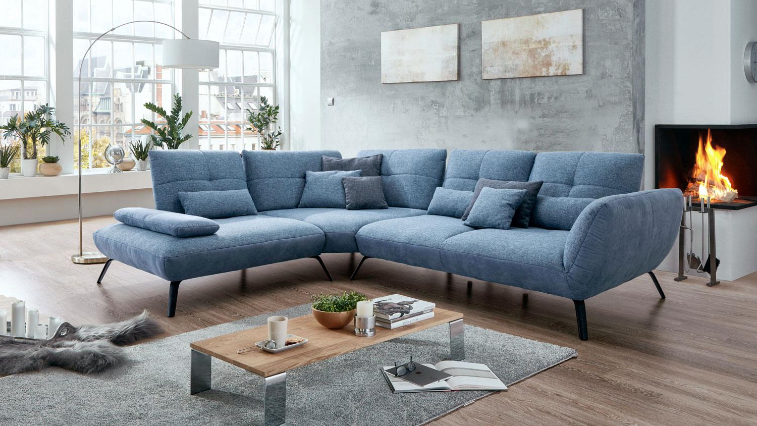 ecksofa dover l-sofa stoff eisblau blau sitztiefenverstellung