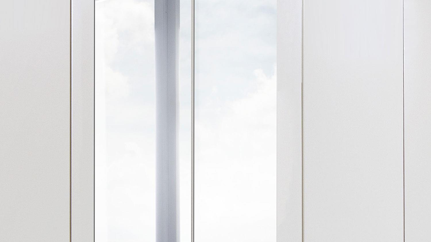 Kleiderschrank FREIBURG Front weiß Korpus Eiche sägerau Spiegel B 270 cm | Kleiderschränke