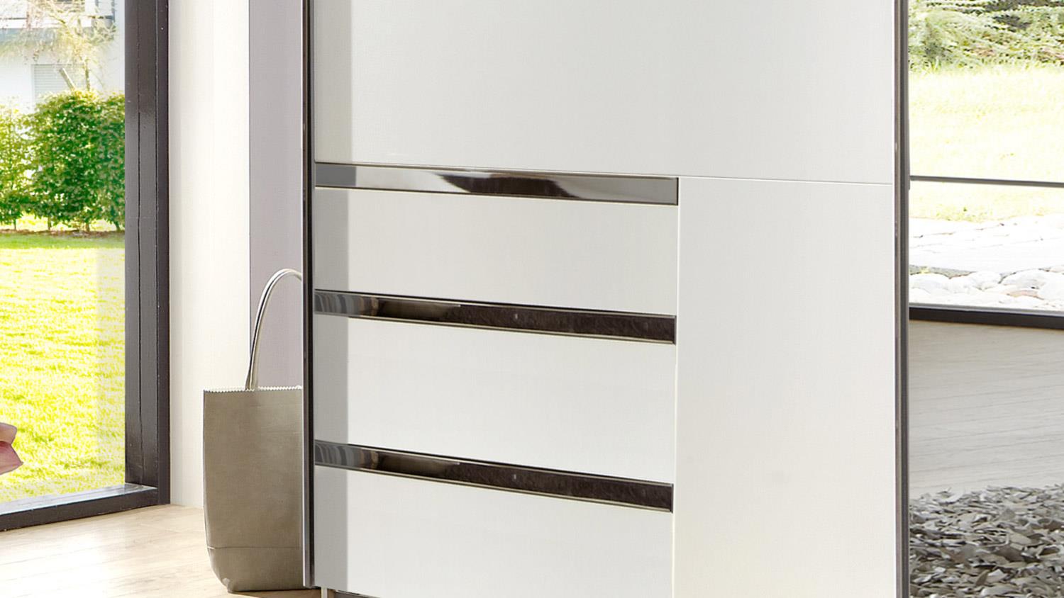 Schwebetürenschrank LEVEL Kleiderschrank 36 mit weiß Spiegel in 250 cm