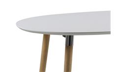 Esstisch Belina Tisch weiß lack matt und Massiv Eiche Chrom ausziehbar