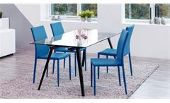 Stapelstuhl Esszimmerstuhl Küchenstuhl Piana 4-er Set Stuhl stapelbar Stoff blau