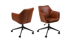Bürostuhl Nora Drehstuhl Stuhl für Home Office Vintage cognac braun und schwarz