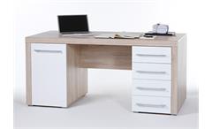 Schreibtisch CUBE weiß und Sonoma Eiche Dekor