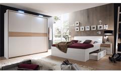 Bettanlage Mars Schlafzimmerset Bett Nachtkommode weiß Sonoma Eiche LED 180x200