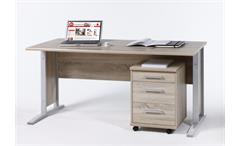 Schreibtisch mit Rollcontainer Office Line Biz Sonoma Eiche Breite 150 cm