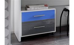 Schreibtisch Colori Tisch in weiß inkl. Rollcontainer in blau und grau