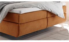 Boxspringbett Malibu Bett in Stoff orange 7-Zonen-TTK inkl. Topper 180x200 cm