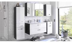 Badezimmer Set MELISSA 5-tlg in grau weiß Hochglanz mit LED & Becken