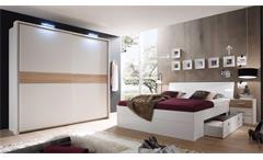 Schlafzimmer Set Kleiderschrank Puls 4 Bett mit LED 180x200 zwei Nachtkommoden