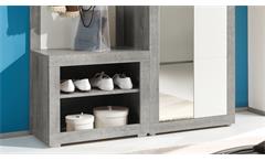 Garderobe Stone Kompaktgarderobe Set in Beton Optik grau und weiß Glanz 3-teilig