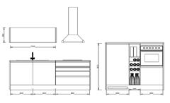 Küchenzeile Küchenblock Einbauküche Küche Lessy Ribbeck Eiche anthrazit 210 cm