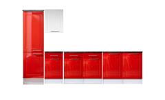 Küchenblock VALENZIA 2 weiß rot Hochglanz anthrazit 300 cm