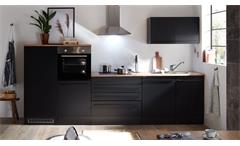 Küchenzeile Küchenblock Einbauküche Küche Jamesy 4 schwarz matt und Eiche 320 cm