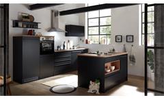 Kücheninsel Küchenschrank Insel Küche Jamesy schwarz matt und Eiche 145x90 cm