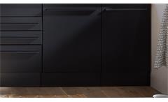 Inselküche Küchenzeile Küchenblock Küche Jamesy 4 schwarz matt und Eiche 320 cm