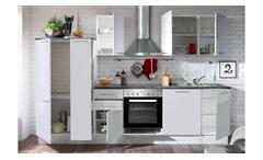 Küchenblock Küche Welcome 6 weiß und stone dark inkl. Geräte ohne Geschirrspüler