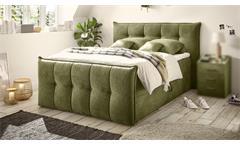 Doppelbett Polsterbett Thompson olive grün Hebebeschlag inkl. Bettkasten 180x200