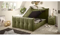 Doppelbett Polsterbett Thompson olive grün Hebebeschlag inkl. Bettkasten 180x200