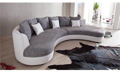 Wohnlandschaft Rundecke Kuschelecke Lounge Sofa weiß grau Limoncello