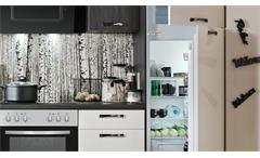 Küche Einbauküche Küchenzeile Susann weiß Hochglanz schwarz mit E-Geräten 280 cm