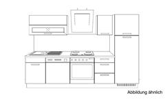 Küche Einbauküche Küchenzeile Susann weiß Hochglanz schwarz mit E-Geräten 280 cm