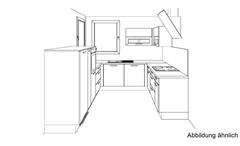 U Küche Einbauküche Küchenzeile Susann grau Hochglanz und schwarz mit E-Geräten