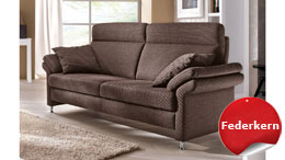 Sofa 3-Sitzer Polstersofa Couch Concept 3 Stoff braun mit Federkern 196 cm